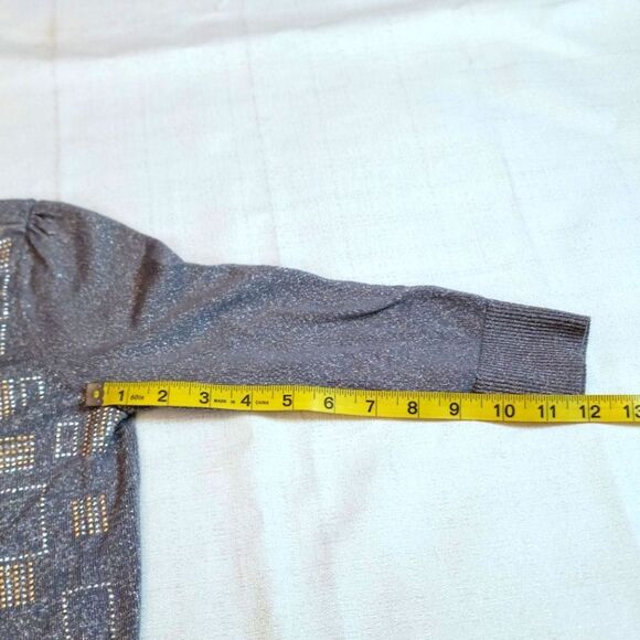 White House Black Market Gray Metallic Shimmer Embellished Cardigan Size Small - Picture 8 of 10